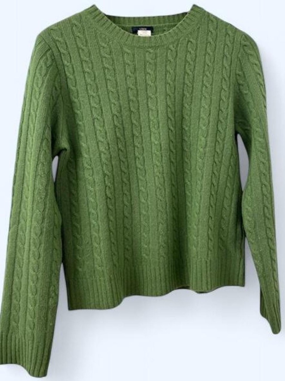 2000s Vintage J.crew Green Wool Blend Cable Knit Sweater